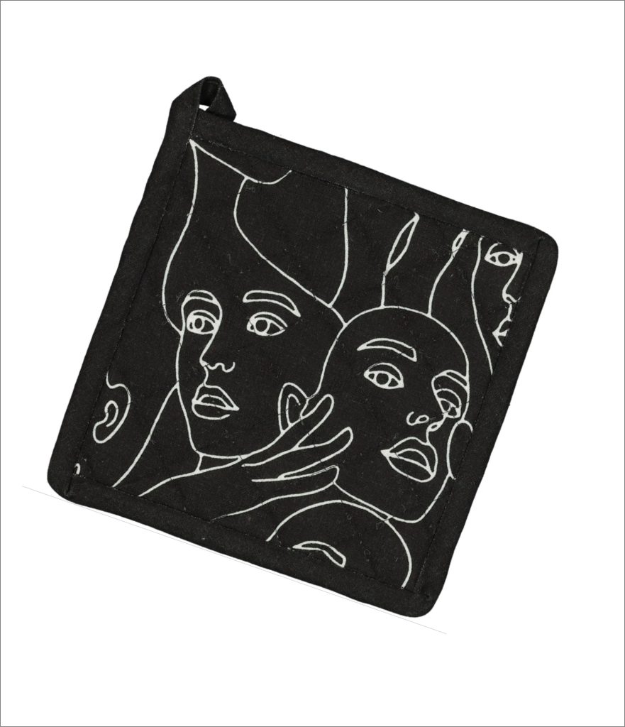 Face Printed Pot Holder - Black