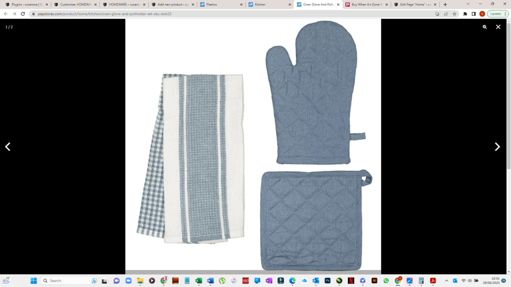 Oven Glove & Pot Holder Set - Blue