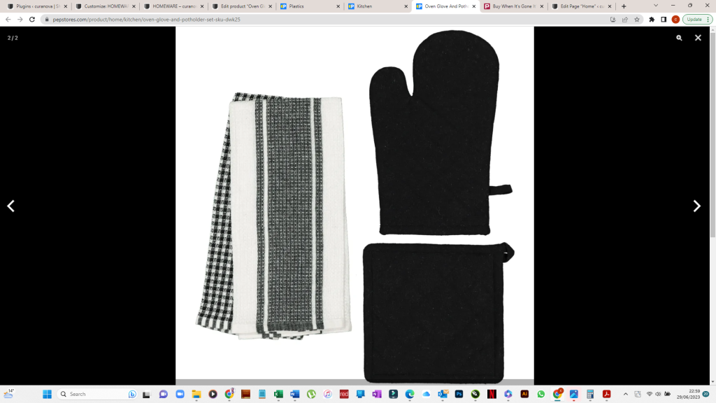 Oven Glove & Pot Holder Set-Black
